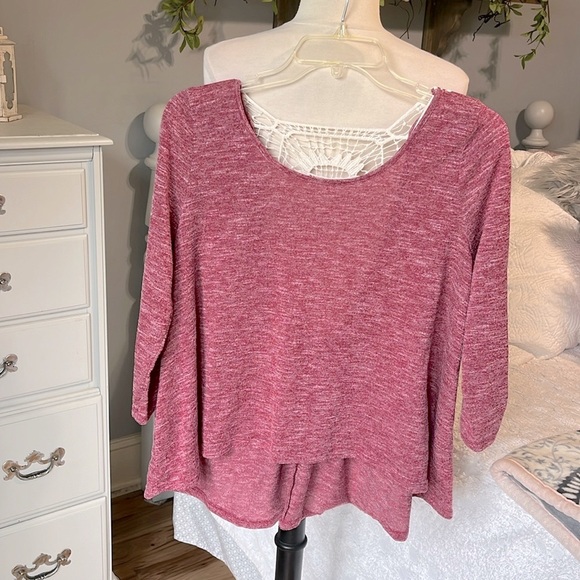 Cranberry Crochet Lace Back Top - Picture 2 of 9